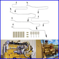For Caterpillar 3406 3406B 3406C Engine Fuel Injection Line Kit 6Pcs with Clamps
