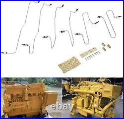 For Caterpillar 3406 3406B 3406C Engine Fuel Injection Line Kit 6Pcs with Clamps