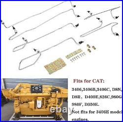 Fuel Injection Line Kit 6Pcs with Clamps For Caterpillar 3406 3406B 3406C 1917941